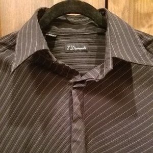 7 Diamonds - Textured Striped Button-Up Shirt (S)